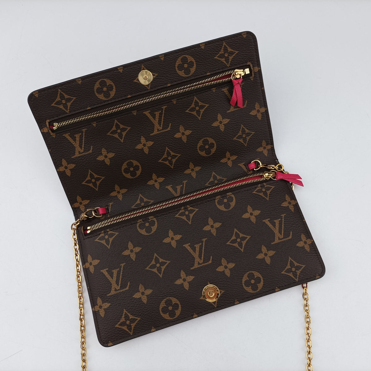 Vintage Louis Vuitton Pochette Weekend brown×Fuchsia Pink Monogram Canvas M62456 shoulderbag | stylenewstar