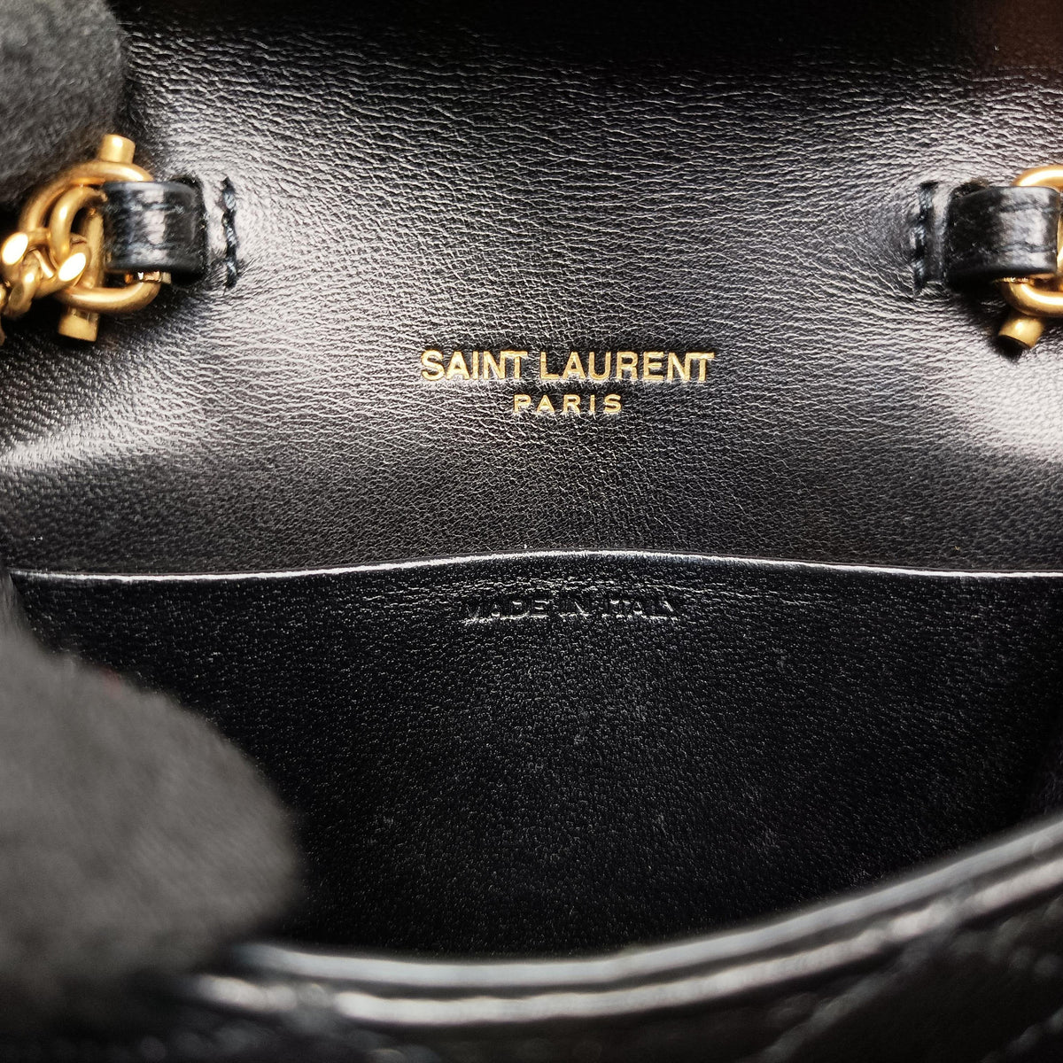 Pre-owned Yves Saint Laurent Gaby Micro Black Leather 685212 shoulderbag | stylenewstar