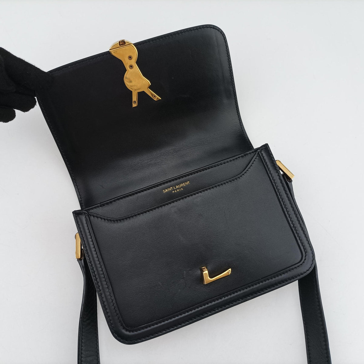 Pre-owned Yves Saint Laurent Solferino Black Leather 634306 shoulderbag | stylenewstar