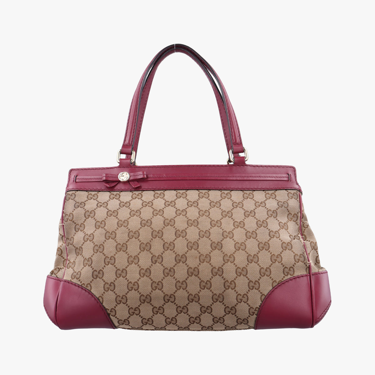 Secondhand Gucci Guccissima Mayfair beige×rose red canvas×leather 257063 handbag | stylenewstar
