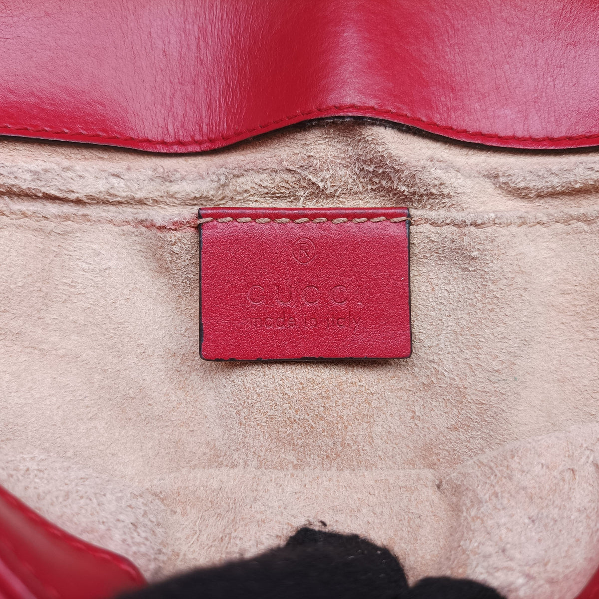 Pre-owned Gucci GG Marmont Red Leather 446744 shoulderbag | stylenewstar