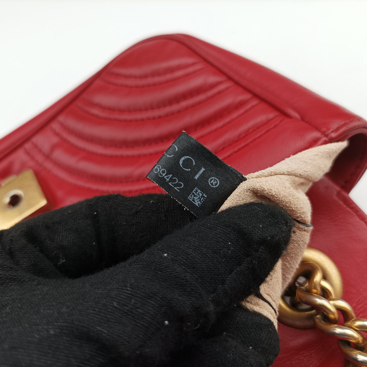 Pre-owned Gucci GG Marmont Red Leather 446744 shoulderbag | stylenewstar