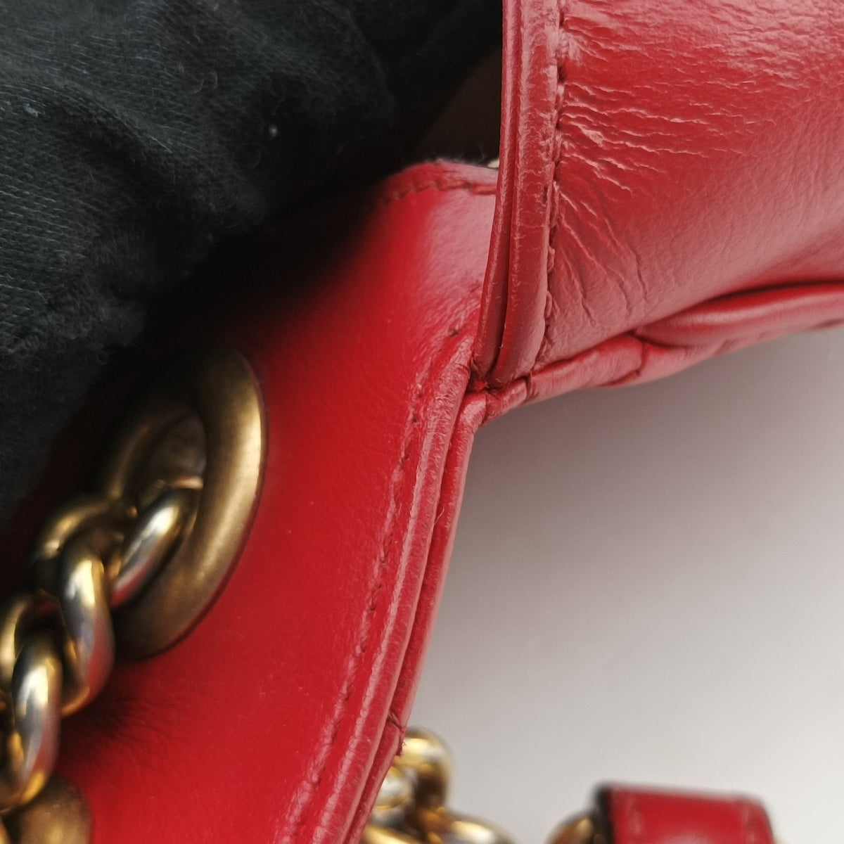 Pre-owned Gucci GG Marmont Red Leather 446744 shoulderbag | stylenewstar