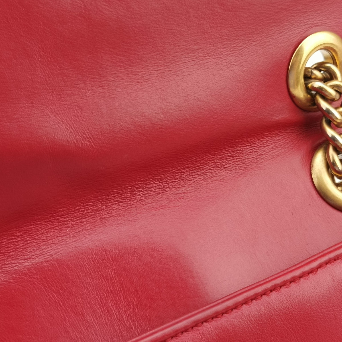 Pre-owned Gucci GG Marmont Red Leather 446744 shoulderbag | stylenewstar