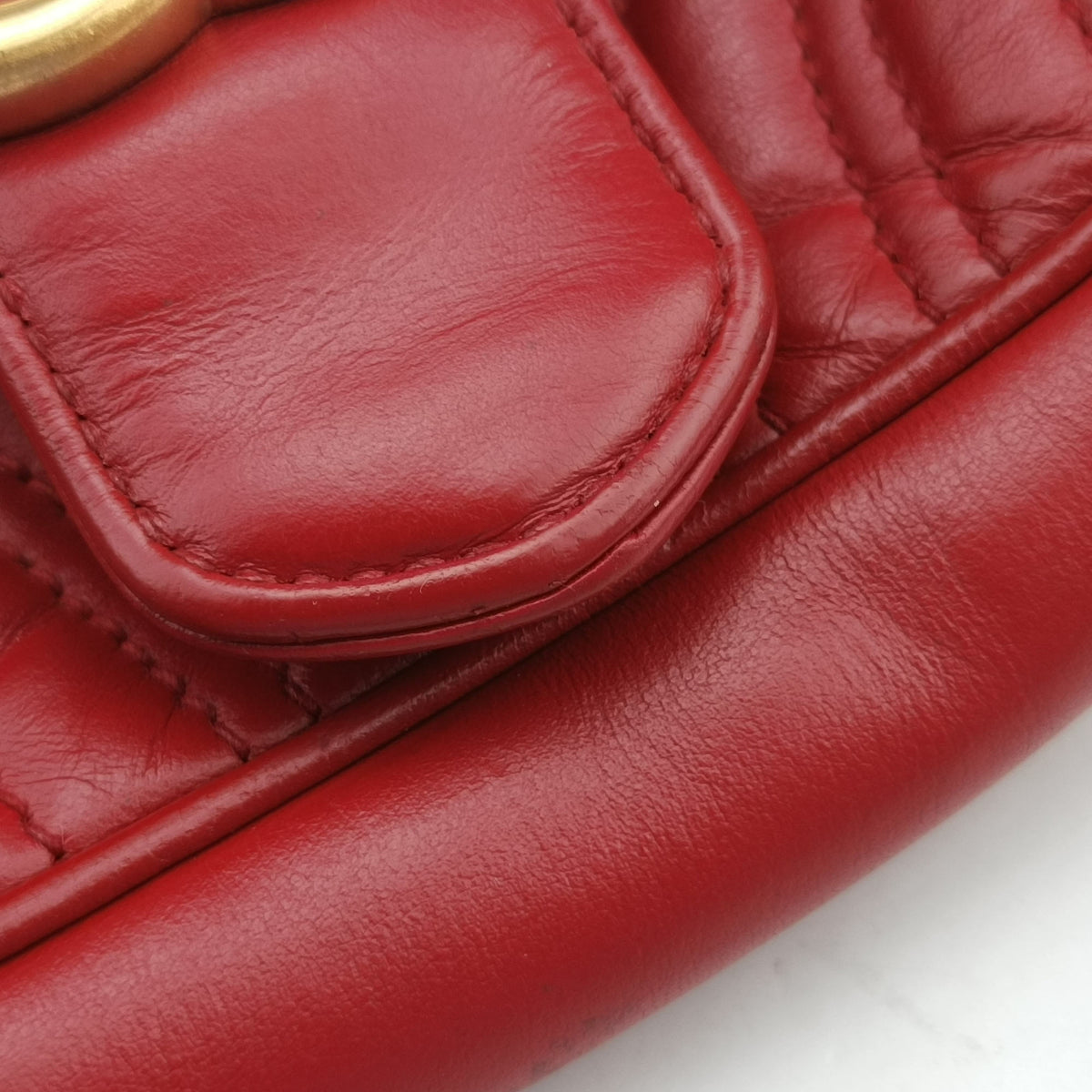 Pre-owned Gucci GG Marmont Red Leather 446744 shoulderbag | stylenewstar