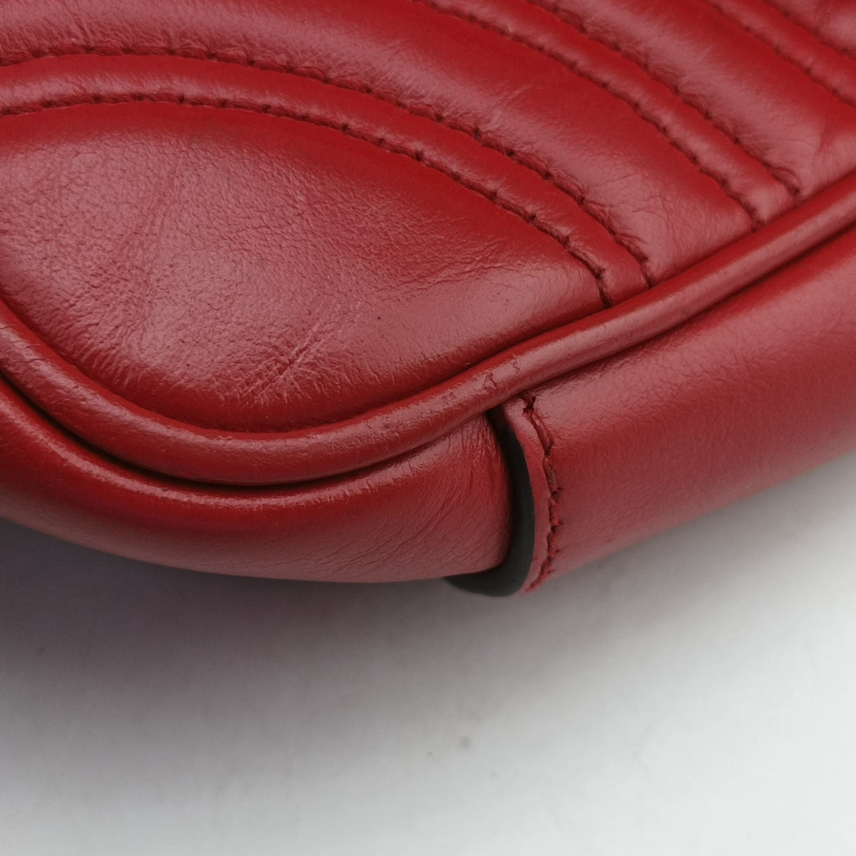 Pre-owned Gucci GG Marmont Red Leather 446744 shoulderbag | stylenewstar
