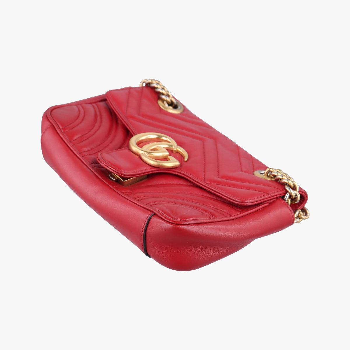 Pre-owned Gucci GG Marmont Red Leather 446744 shoulderbag | stylenewstar