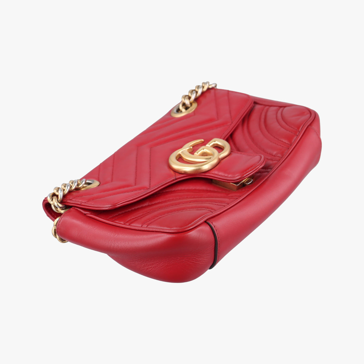 Pre-owned Gucci GG Marmont Red Leather 446744 shoulderbag | stylenewstar