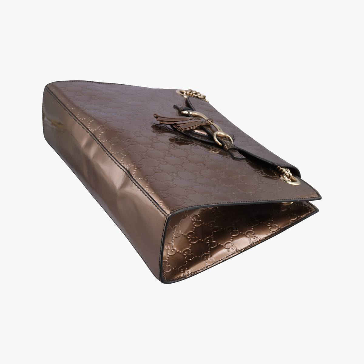 Secondhand Gucci Emily Golden Brown Patent Leather 295403 shoulderbag | stylenewstar