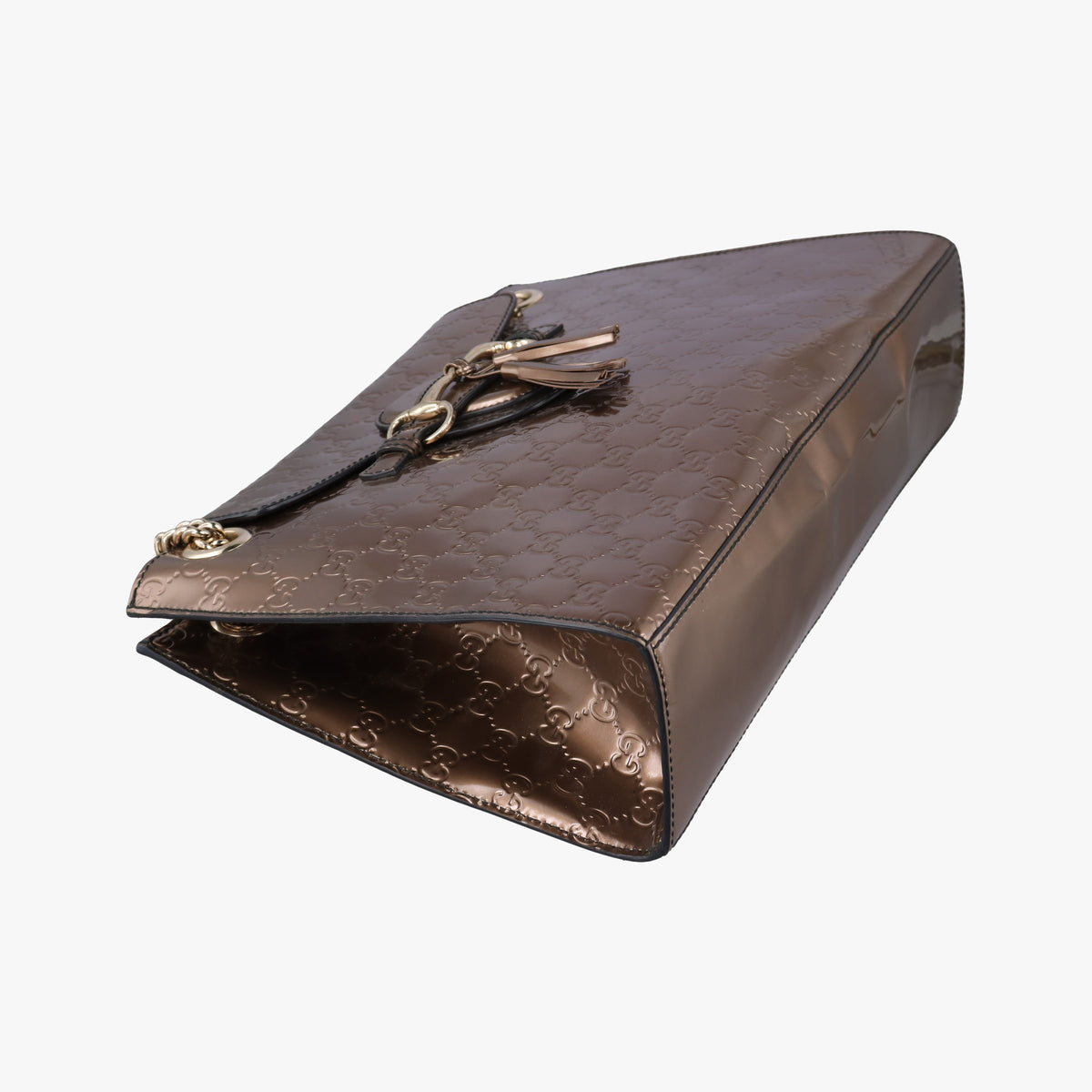 Secondhand Gucci Emily Golden Brown Patent Leather 295403 shoulderbag | stylenewstar