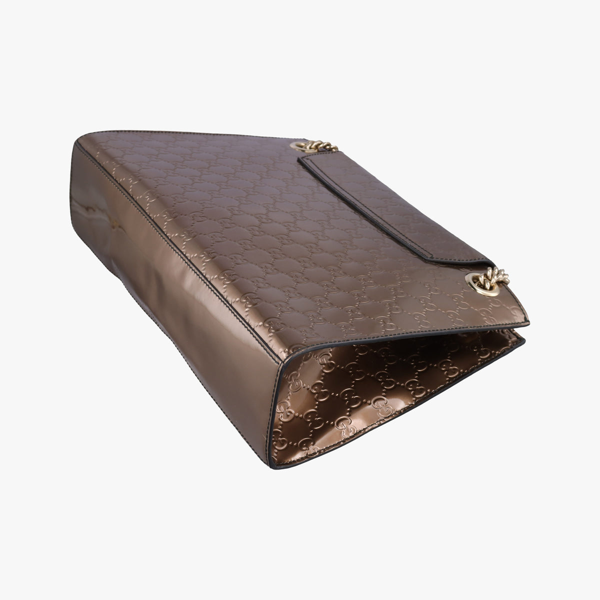 Secondhand Gucci Emily Golden Brown Patent Leather 295403 shoulderbag | stylenewstar