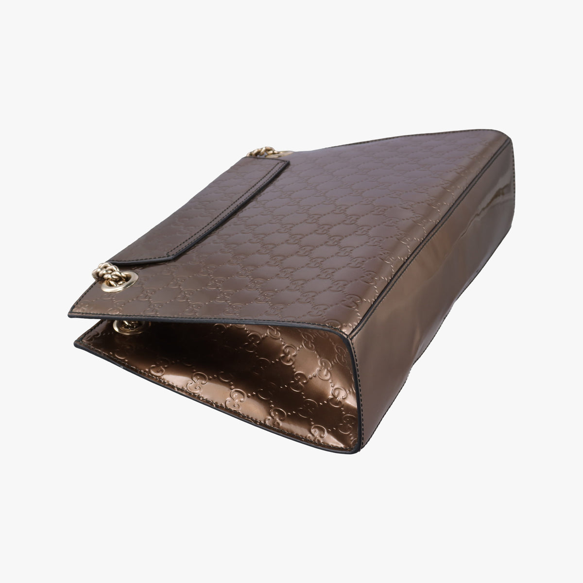 Secondhand Gucci Emily Golden Brown Patent Leather 295403 shoulderbag | stylenewstar