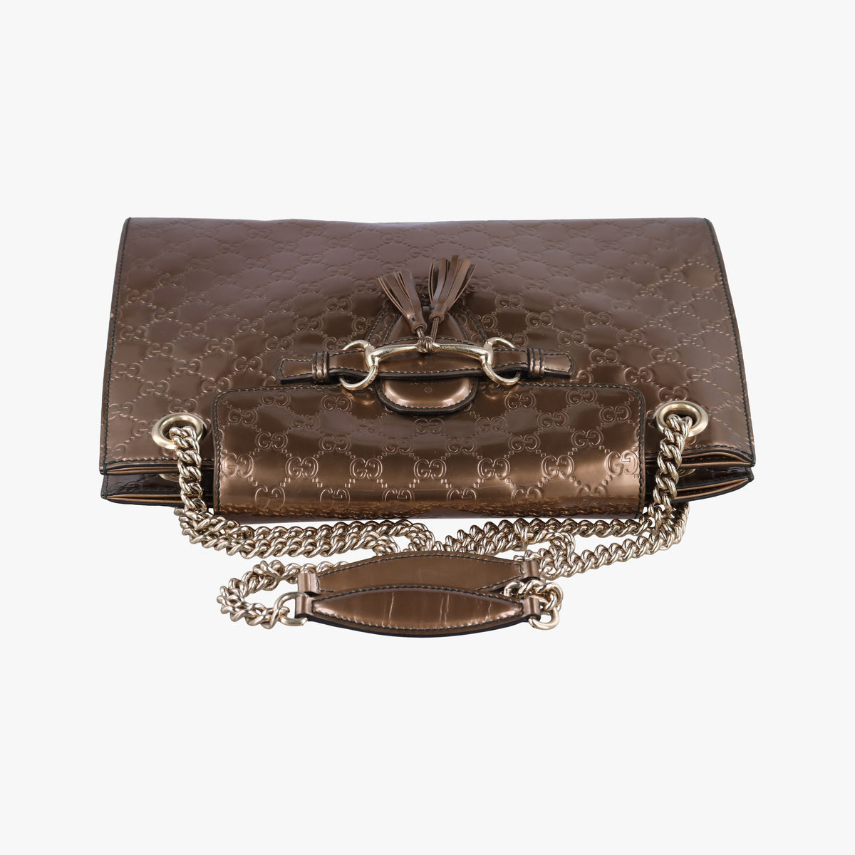 Secondhand Gucci Emily Golden Brown Patent Leather 295403 shoulderbag | stylenewstar