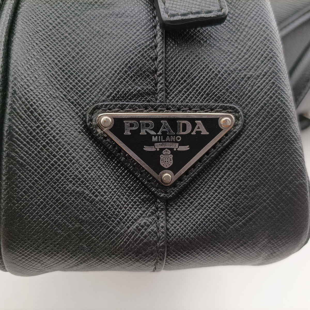 Pre-owned Prada business bag briefcase Black SAFFIANO Leather 2VE363 shoulderbag | stylenewstar