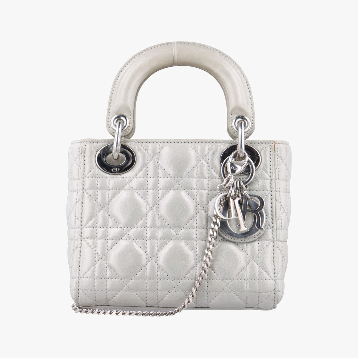 Pre-owned Christian Dior Lady Dior Silver Leather  handbag | stylenewstar