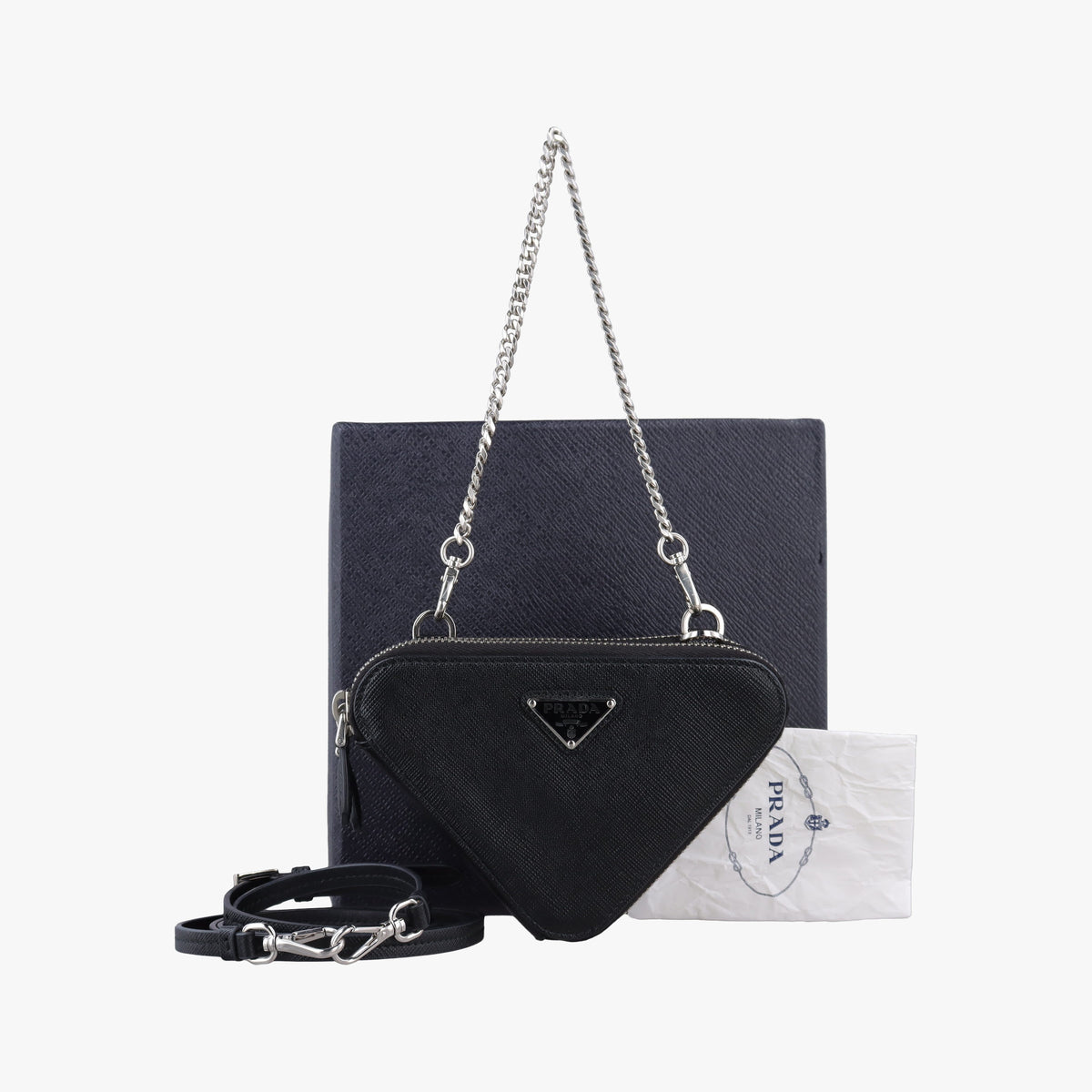 Vintage Prada Triangle Logo Mini Black SAFFIANO Leather 1NR015 shoulderbag | stylenewstar