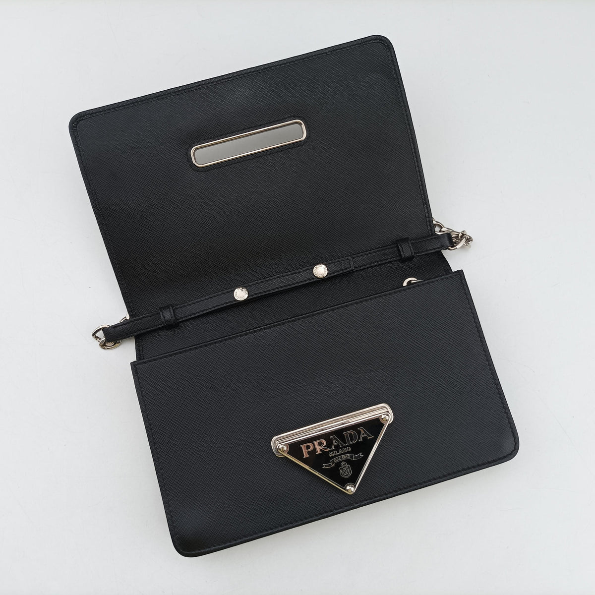 Vintage Prada Robot Flap Black×Multicolour Saffiano Leather  shoulderbag | stylenewstar