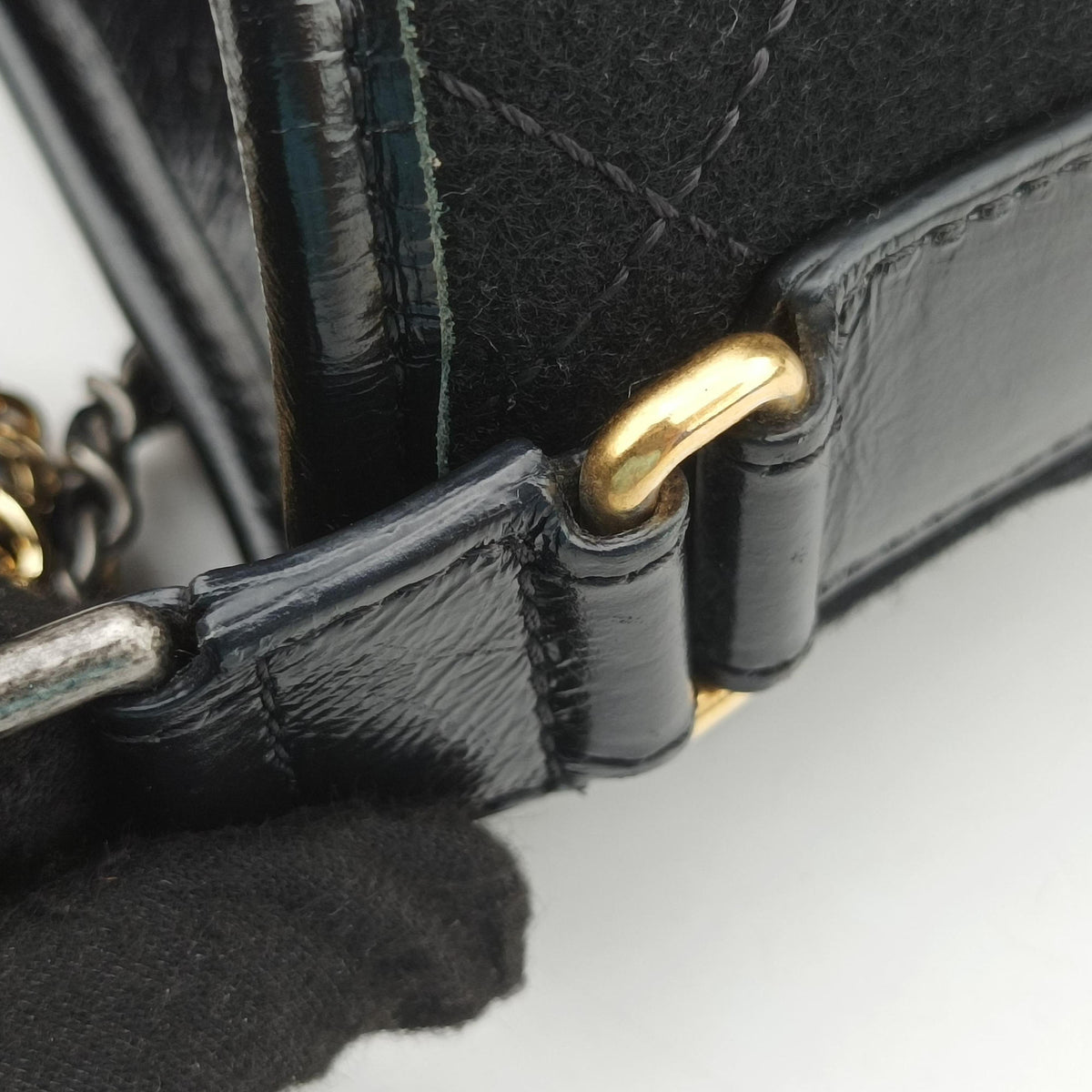Pre-owned Chanel GABRIELLE  print Black Suede ×Leather  shoulderbag | stylenewstar