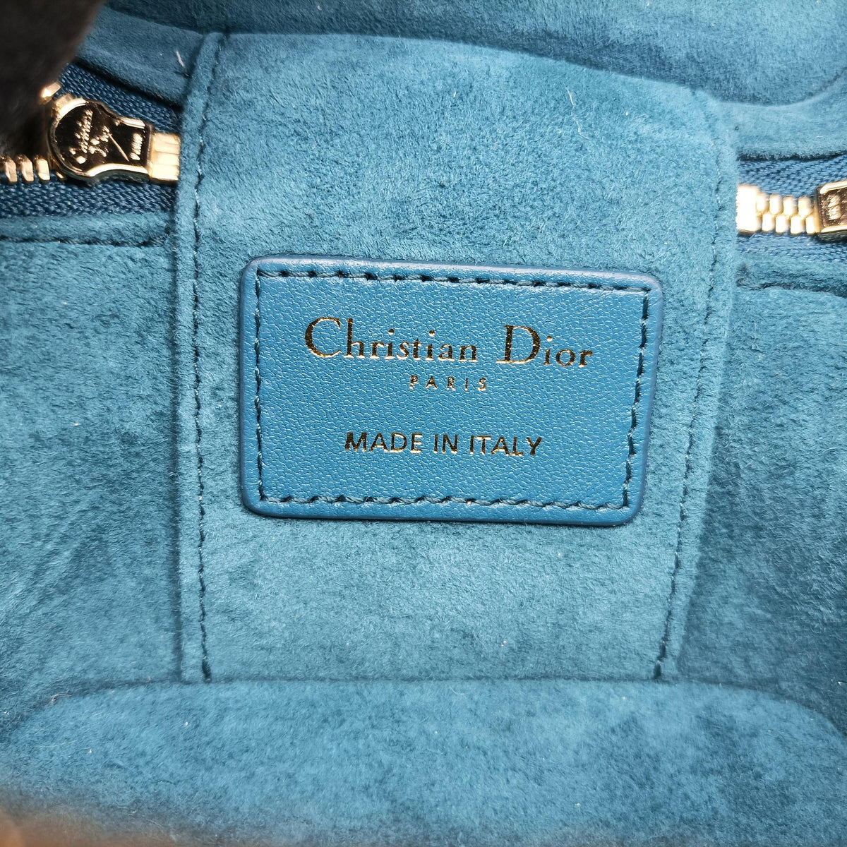 Pre-owned Christian Dior Lady Dior micro vanity Blue lambskin  shoulderbag | stylenewstar