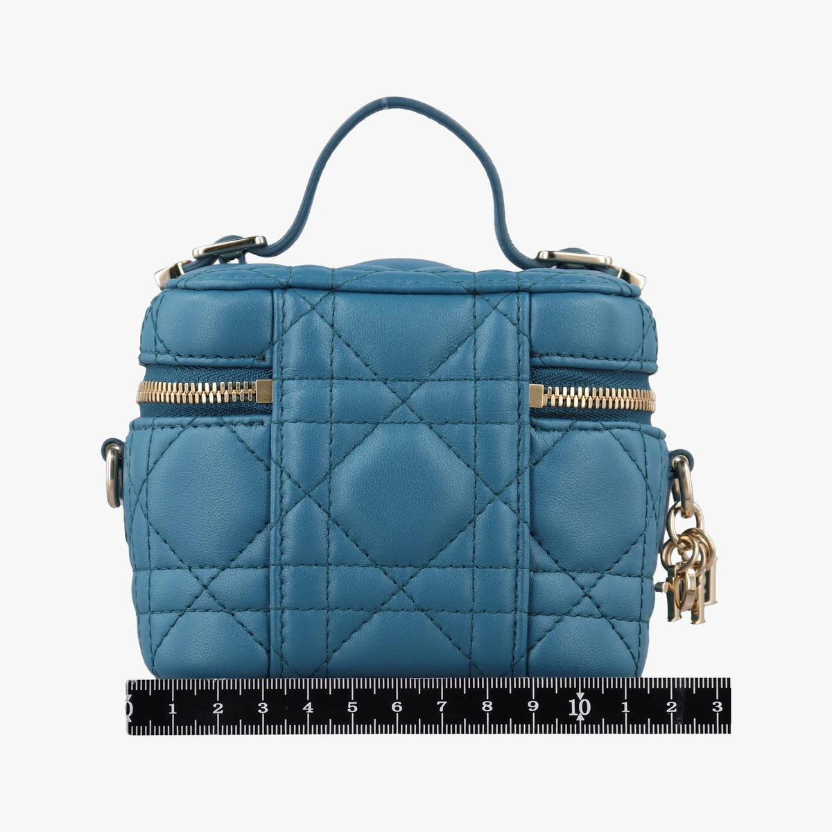 Pre-owned Christian Dior Lady Dior micro vanity Blue lambskin  shoulderbag | stylenewstar