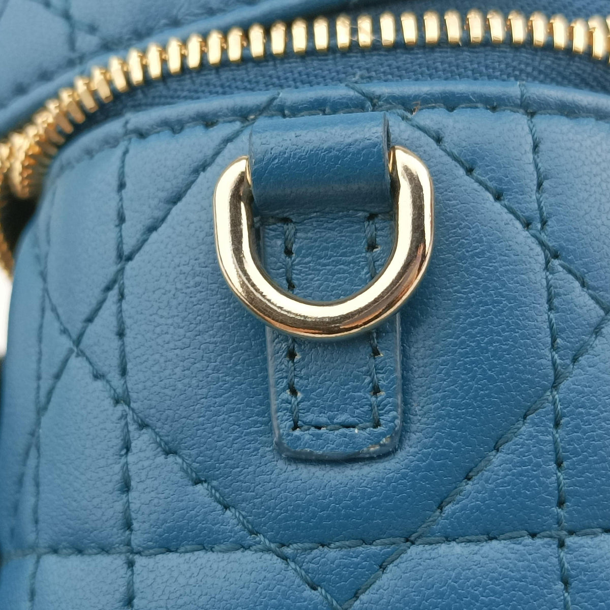Pre-owned Christian Dior Lady Dior micro vanity Blue lambskin  shoulderbag | stylenewstar