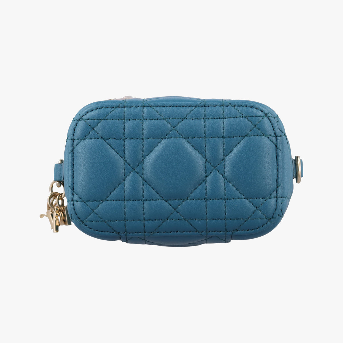 Pre-owned Christian Dior Lady Dior micro vanity Blue lambskin  shoulderbag | stylenewstar