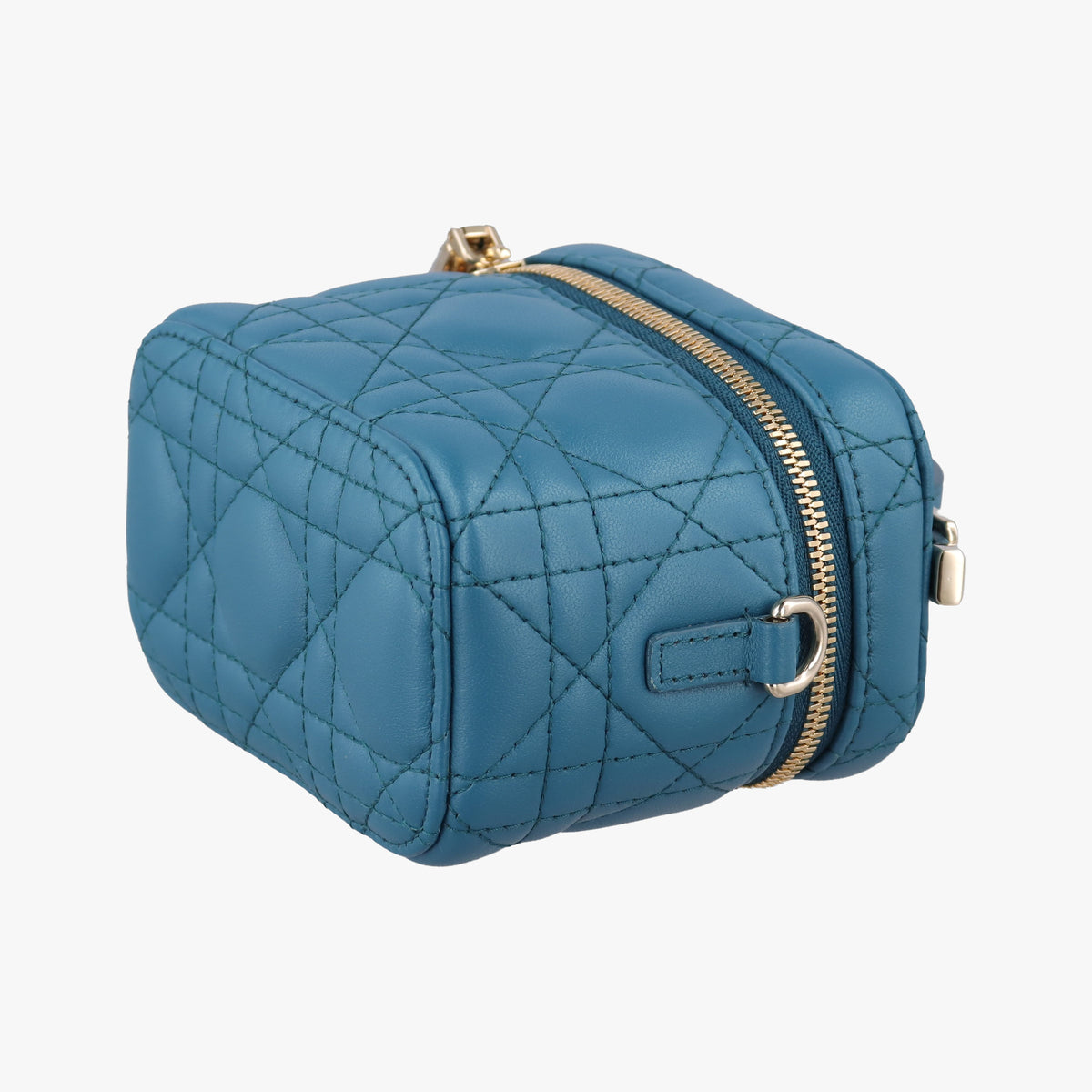 Pre-owned Christian Dior Lady Dior micro vanity Blue lambskin  shoulderbag | stylenewstar