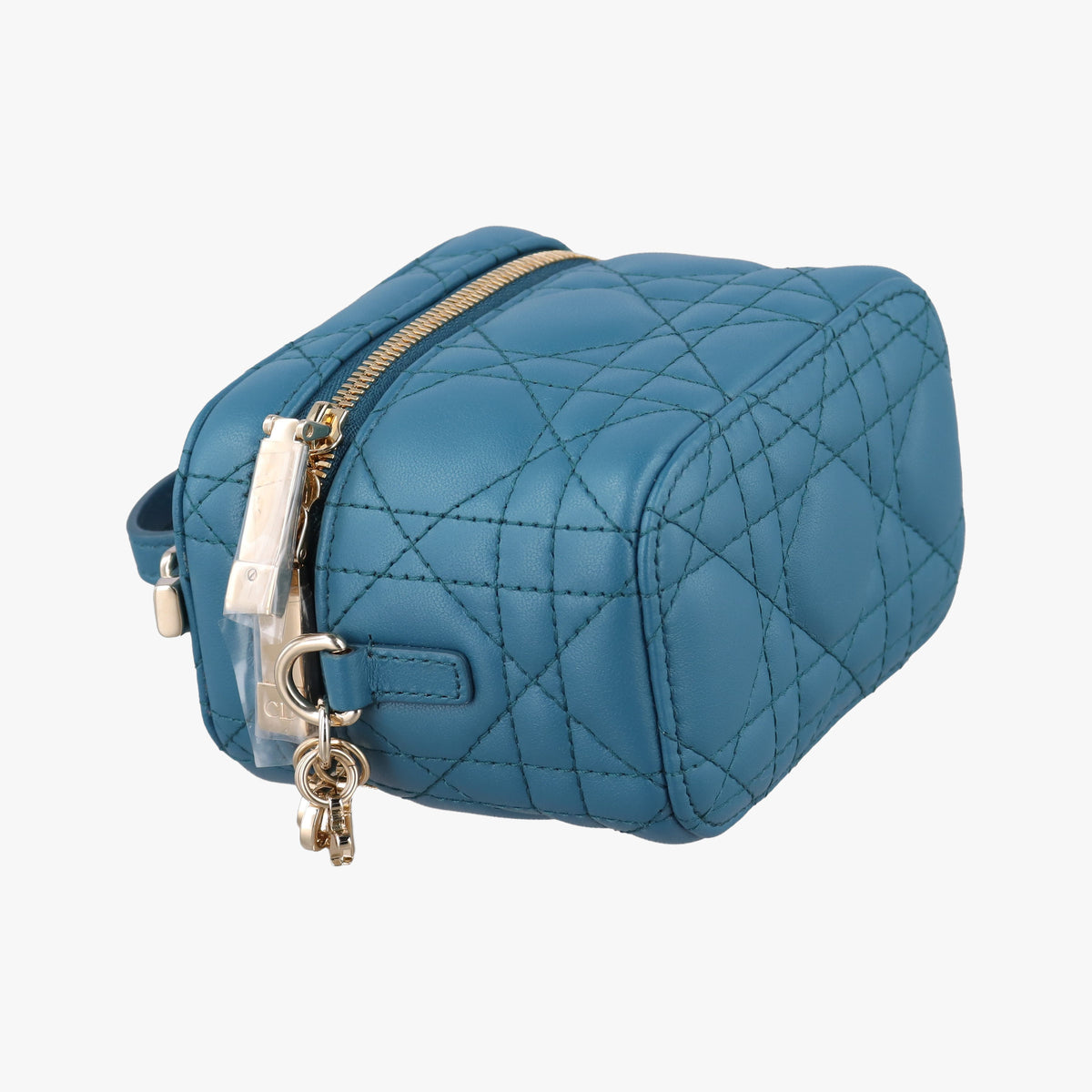 Pre-owned Christian Dior Lady Dior micro vanity Blue lambskin  shoulderbag | stylenewstar