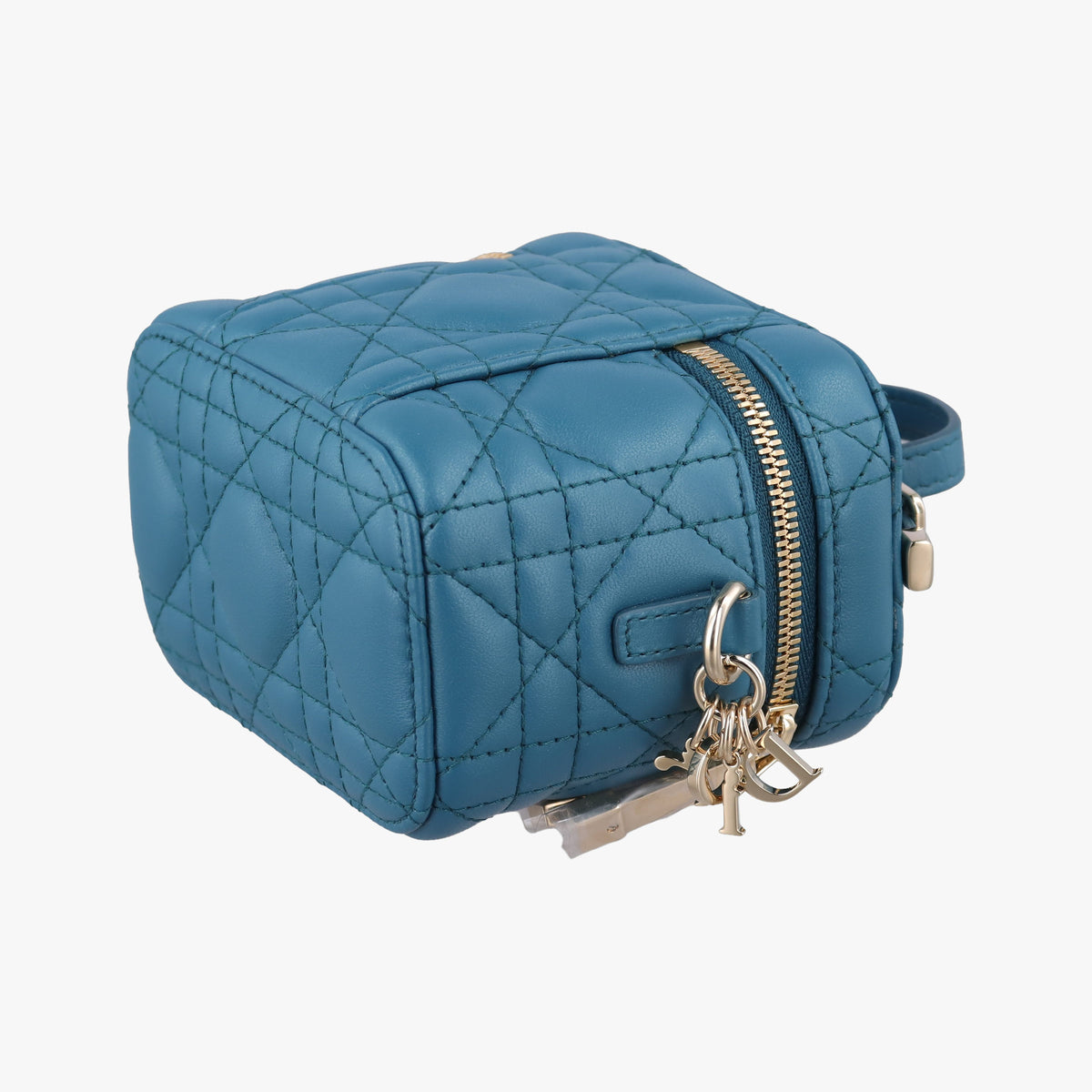 Pre-owned Christian Dior Lady Dior micro vanity Blue lambskin  shoulderbag | stylenewstar