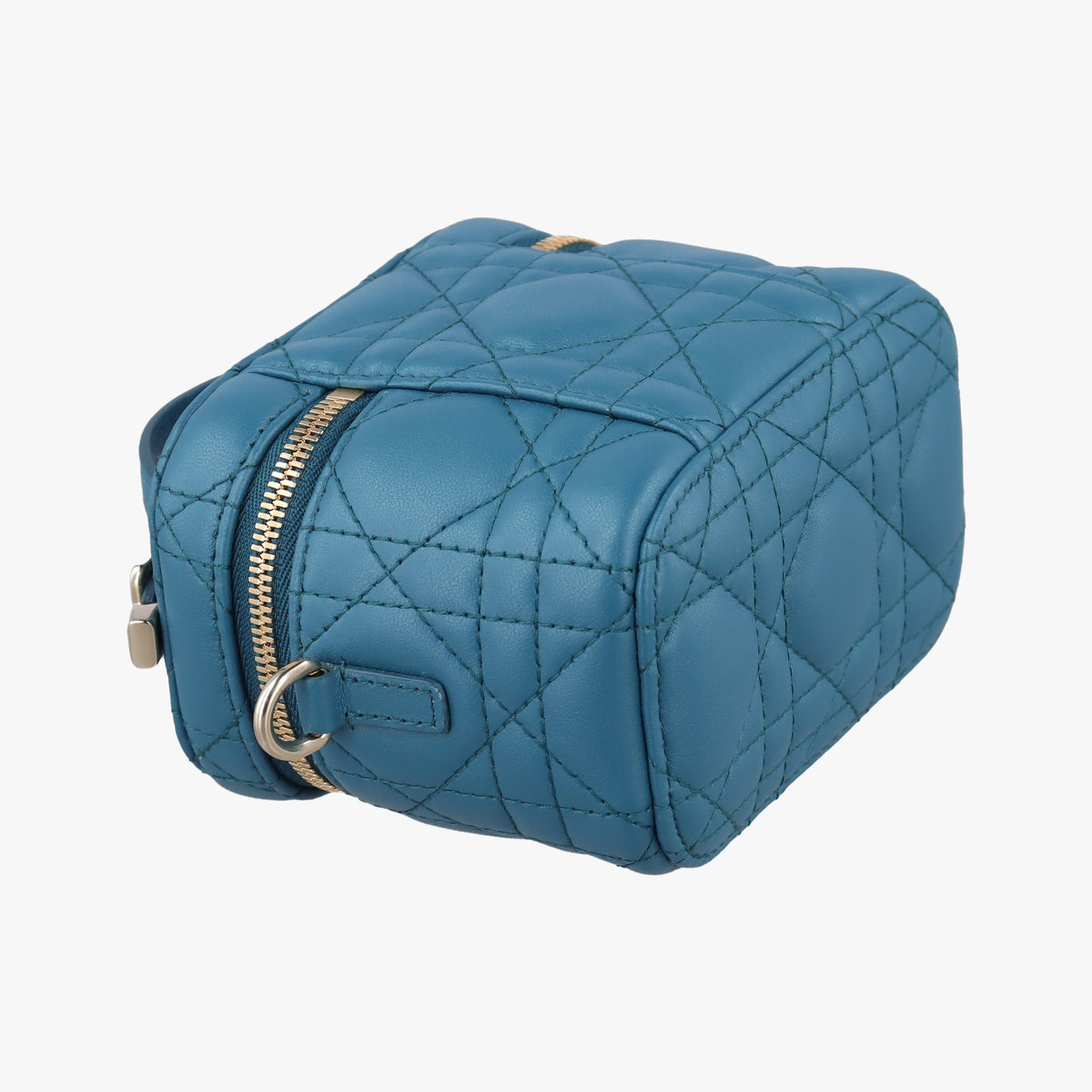 Pre-owned Christian Dior Lady Dior micro vanity Blue lambskin  shoulderbag | stylenewstar