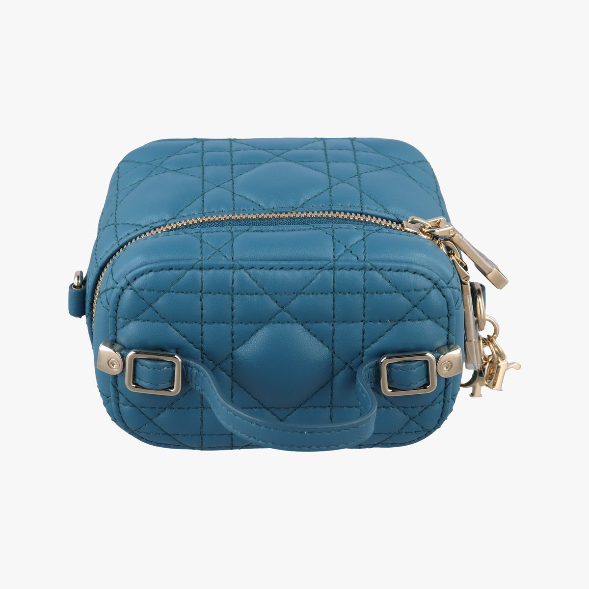 Pre-owned Christian Dior Lady Dior micro vanity Blue lambskin  shoulderbag | stylenewstar