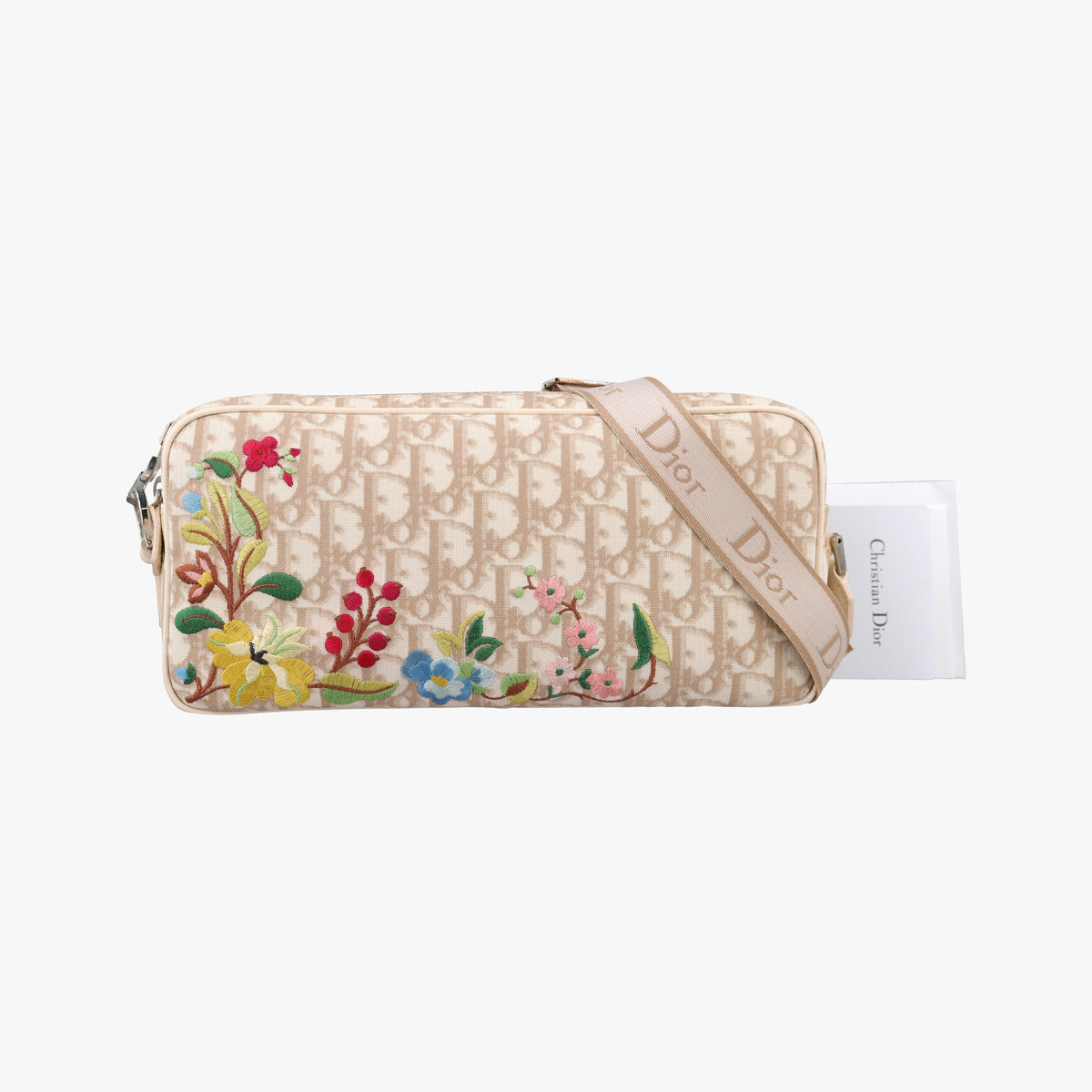 Pre-owned Christian Dior Trotter Flower Beige PVC Coated Canvas  shoulderbag | stylenewstar
