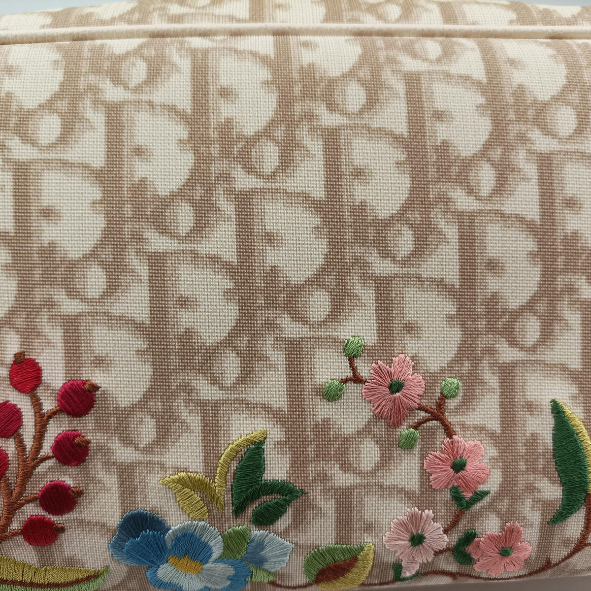 Pre-owned Christian Dior Trotter Flower Beige PVC Coated Canvas  shoulderbag | stylenewstar