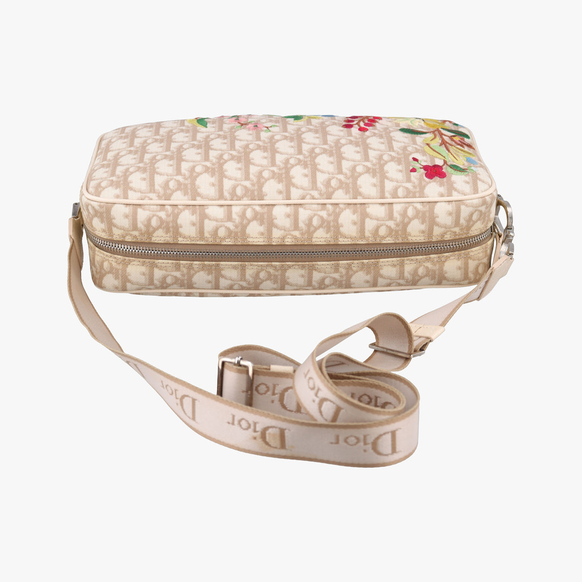 Pre-owned Christian Dior Trotter Flower Beige PVC Coated Canvas  shoulderbag | stylenewstar