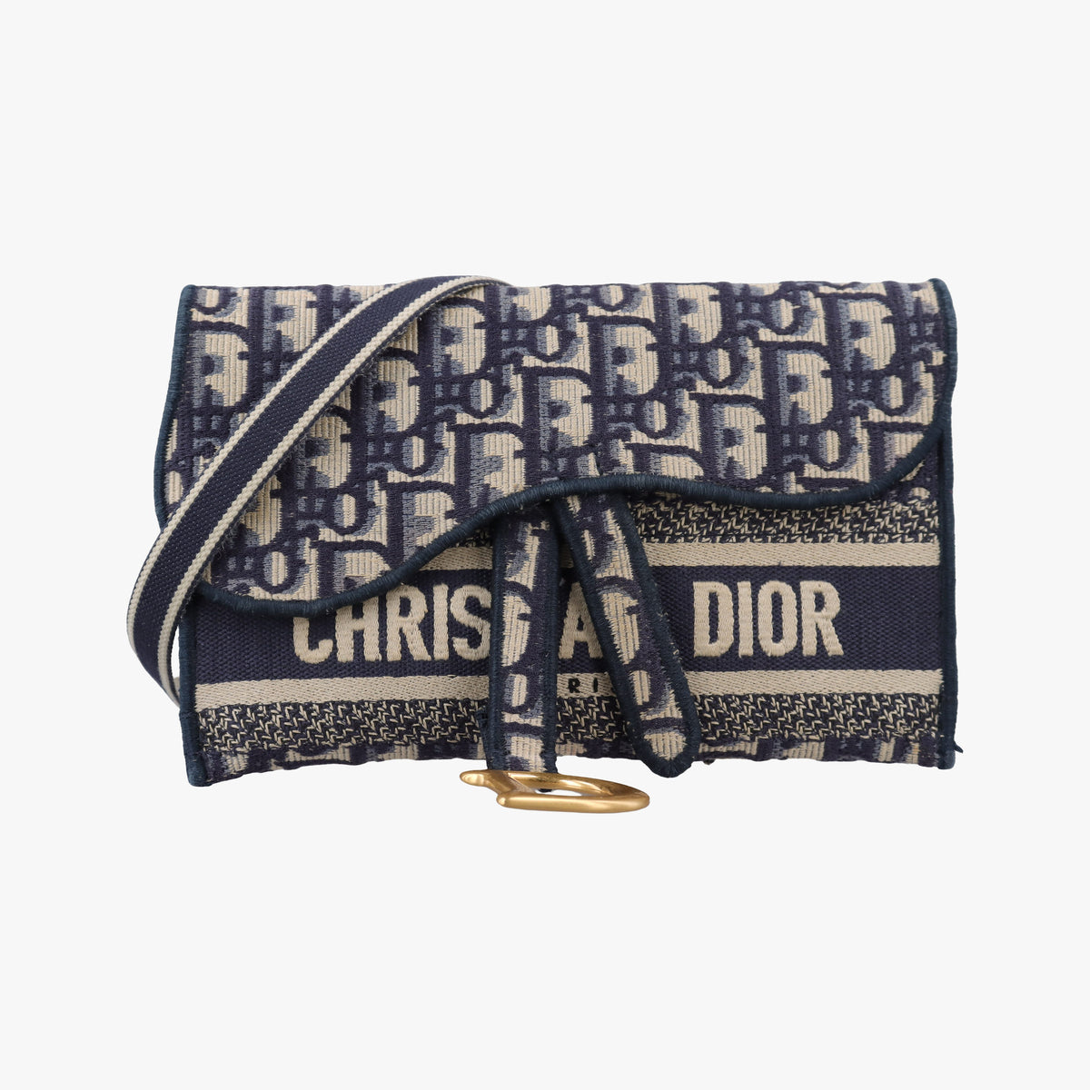 Pre-owned Christian Dior Saddle Navy jacquard  bum bag/waist bag | stylenewstar