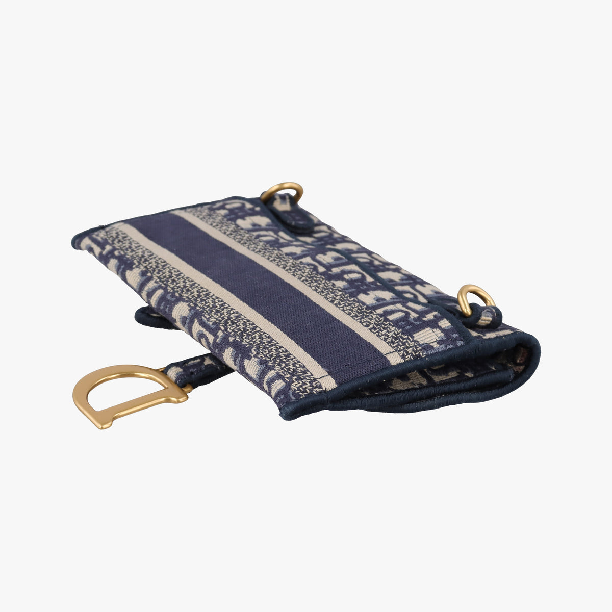 Pre-owned Christian Dior Saddle Navy jacquard  bum bag/waist bag | stylenewstar