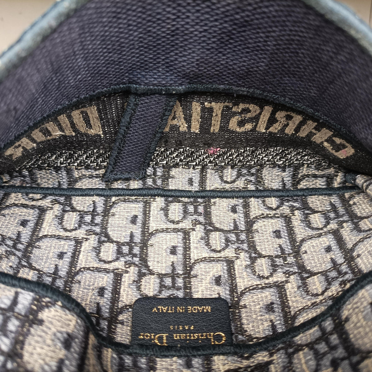 Pre-owned Christian Dior Saddle Navy jacquard  bum bag/waist bag | stylenewstar