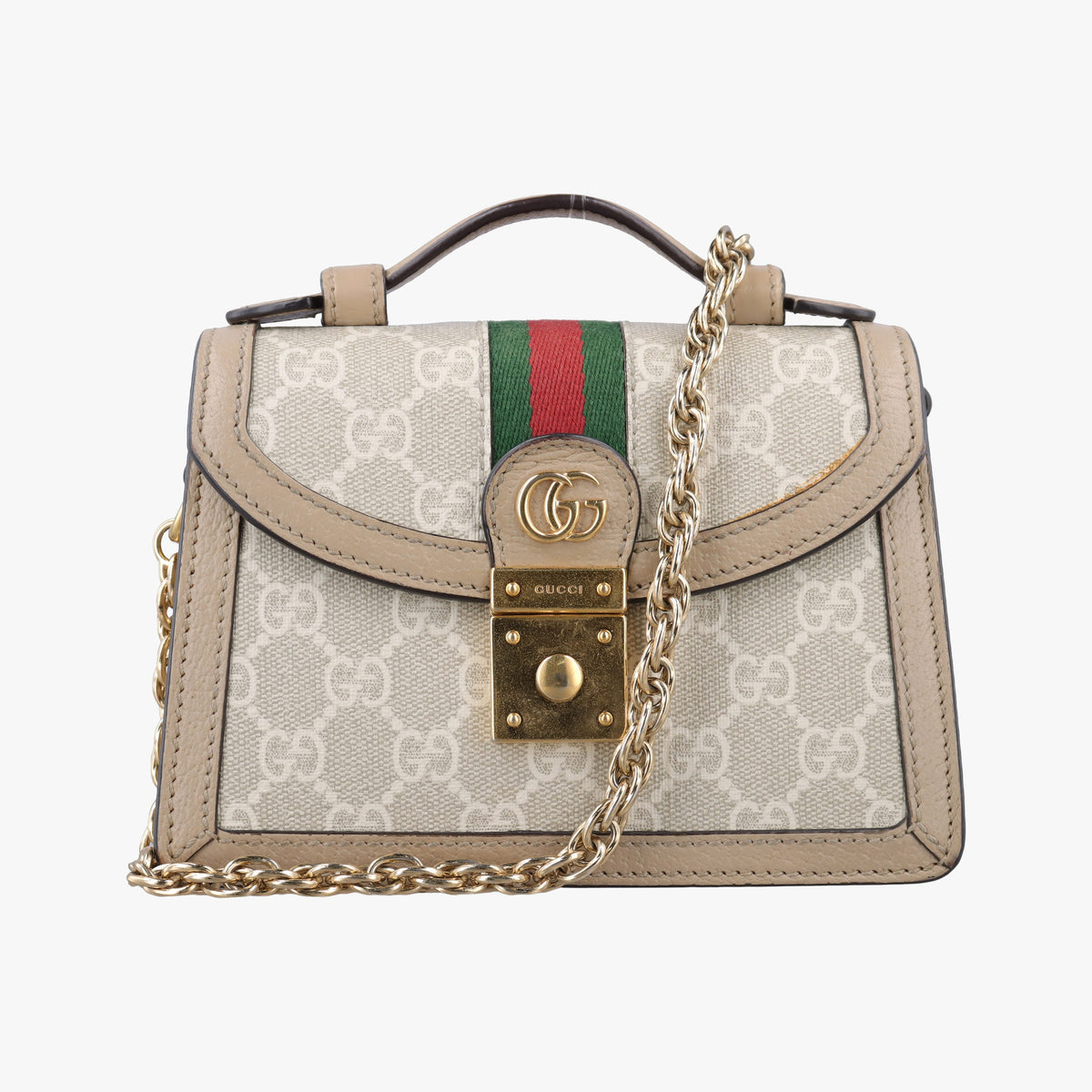 Pre-owned Gucci Ophidia GG Mini Beige × Ebony PVC coated canvas× Leather 696180 shoulderbag | stylenewstar