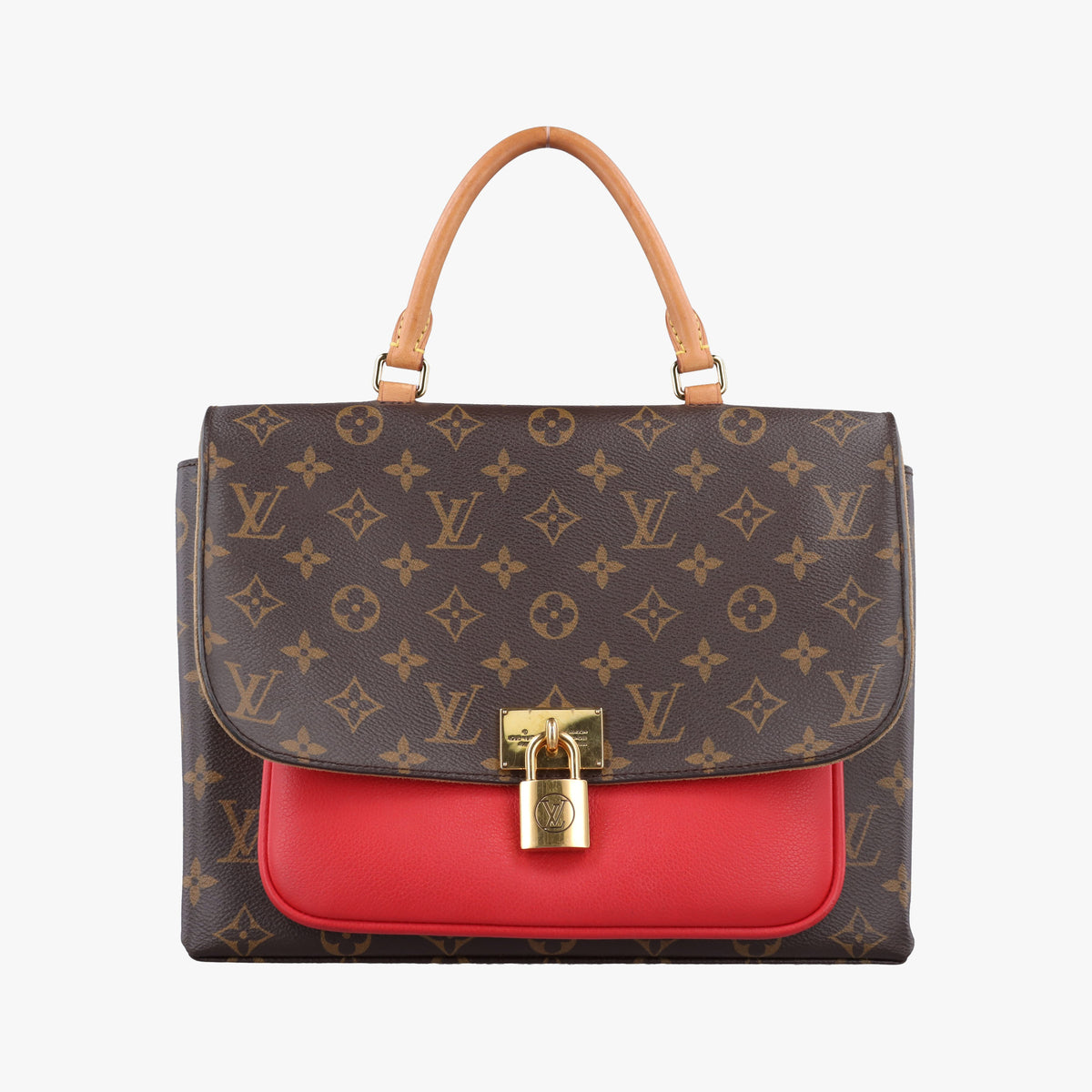 Pre-owned Louis Vuitton MARIGNAN Brown×COQUELICOT Monogram Canvas×calf leather M44544 handbag | stylenewstar