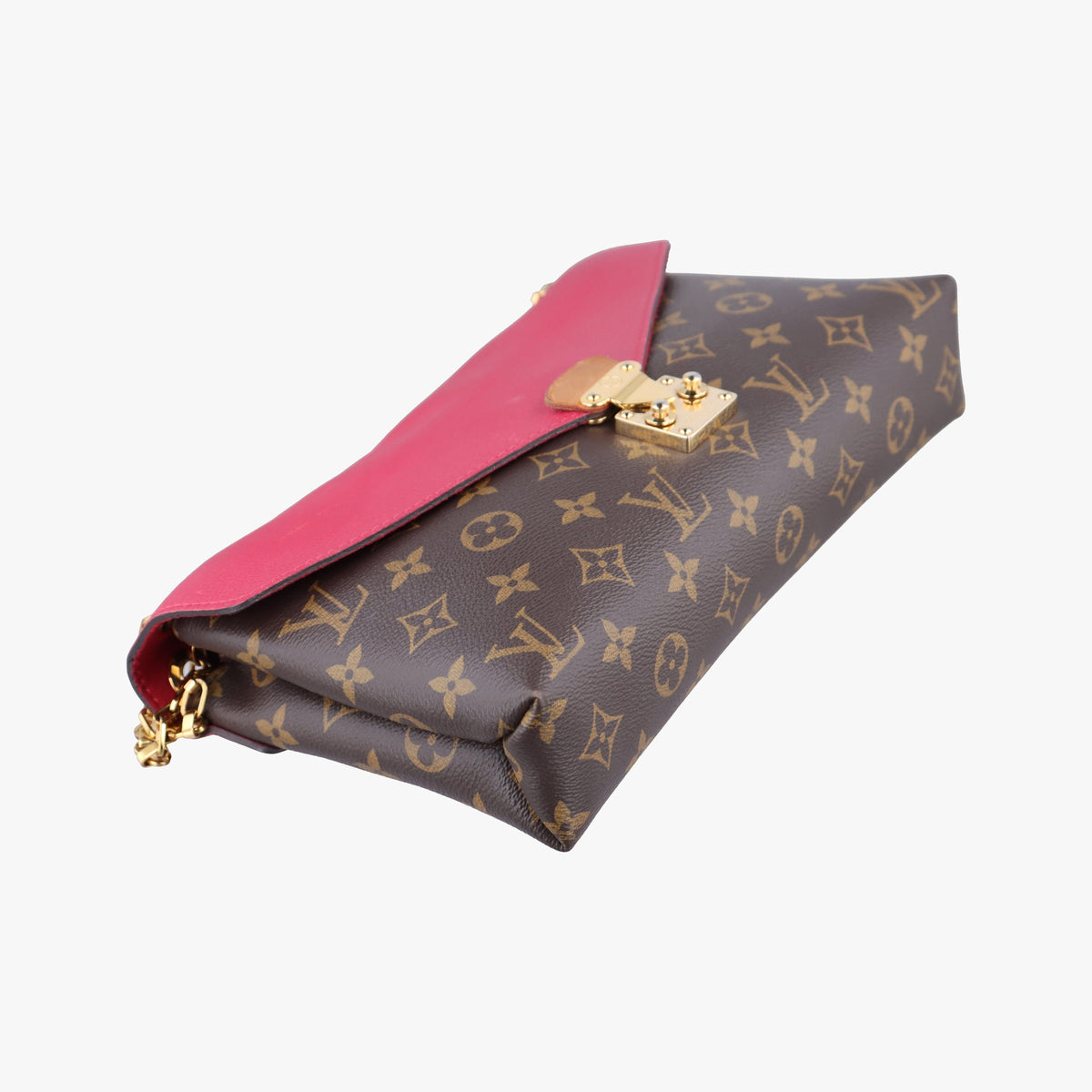 Pre-owned Louis Vuitton Pallas Chain Brown x Cerise Monogram canvas x leather M41201 shoulderbag | stylenewstar