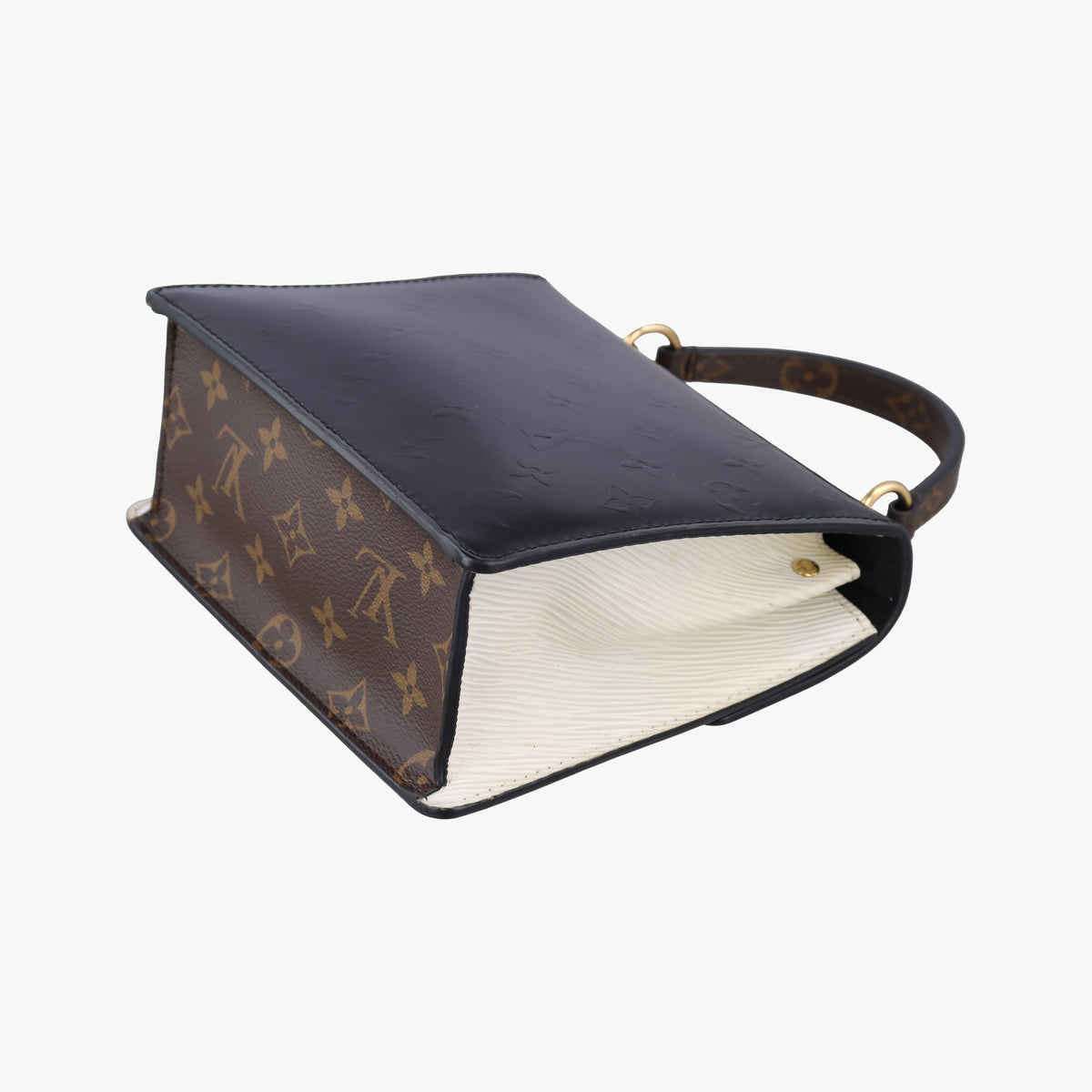 Pre-owned Louis Vuitton Spring Street PM BLACK×Brown×white Vernis×Epi×Monogram Canvas M90375 shoulderbag | stylenewstar