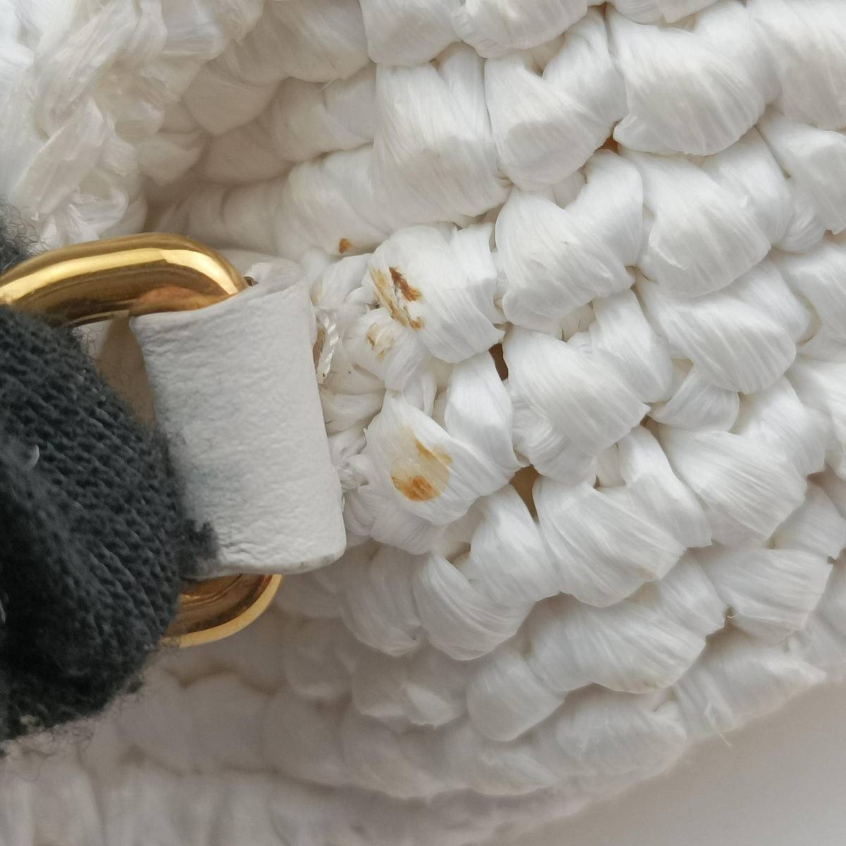 Pre-owned Miu Miu Wonder Crochet Hobo White Raffia×Leather 5BC125 handbag | stylenewstar