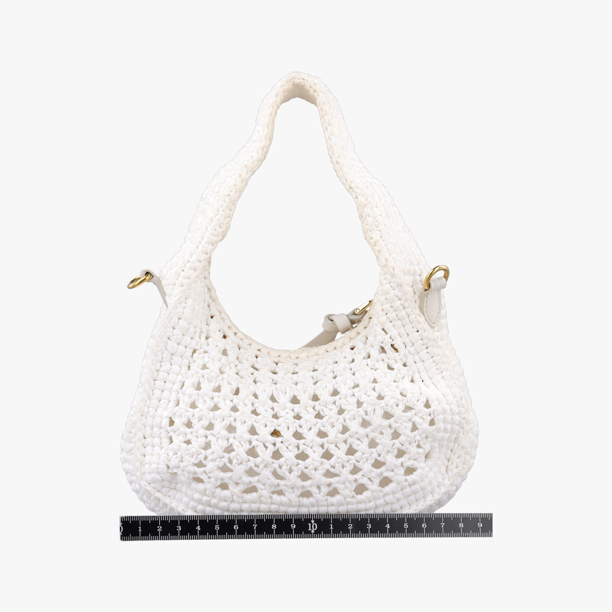 Pre-owned Miu Miu Wonder Crochet Hobo White Raffia×Leather 5BC125 handbag | stylenewstar