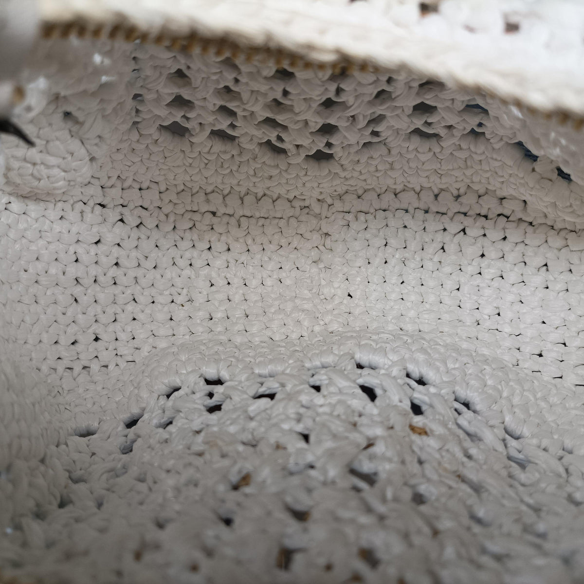 Pre-owned Miu Miu Wonder Crochet Hobo White Raffia×Leather 5BC125 handbag | stylenewstar