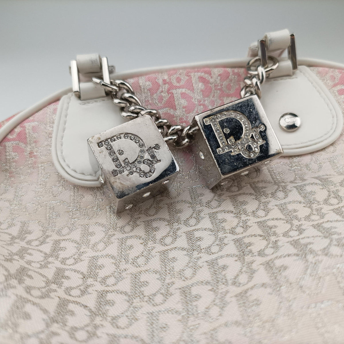 Secondhand Christian Dior Gambler Dice Tortter White canvas  handbag | stylenewstar