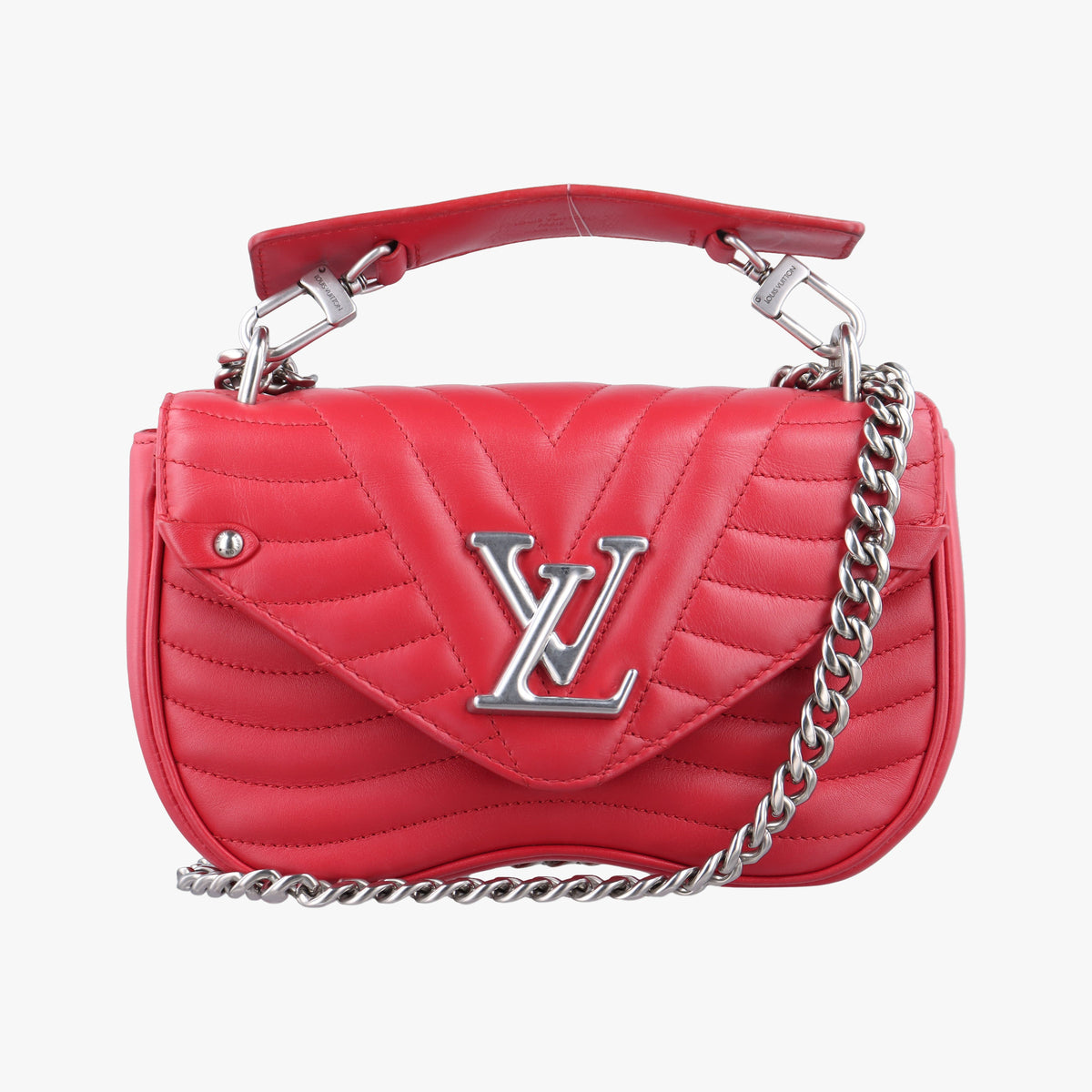 Pre-owned Louis Vuitton NEW WAVE Chain MM Ecarlate Leather M51943 shoulderbag | stylenewstar