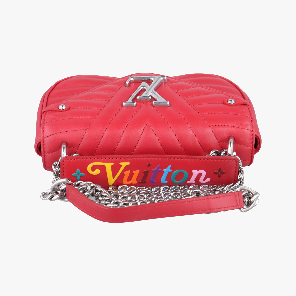 Pre-owned Louis Vuitton NEW WAVE Chain MM Ecarlate Leather M51943 shoulderbag | stylenewstar