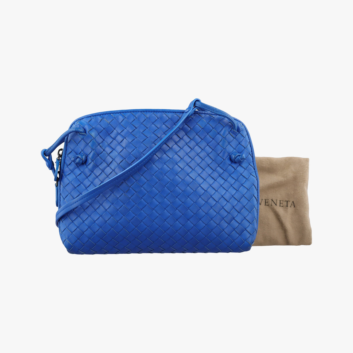 Vintage Bottega Veneta NODINI Intrecciato Blue lambskin  shoulderbag | stylenewstar