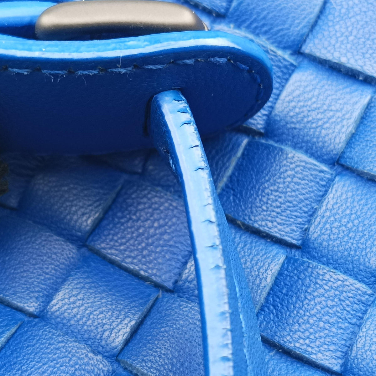 Vintage Bottega Veneta NODINI Intrecciato Blue lambskin  shoulderbag | stylenewstar