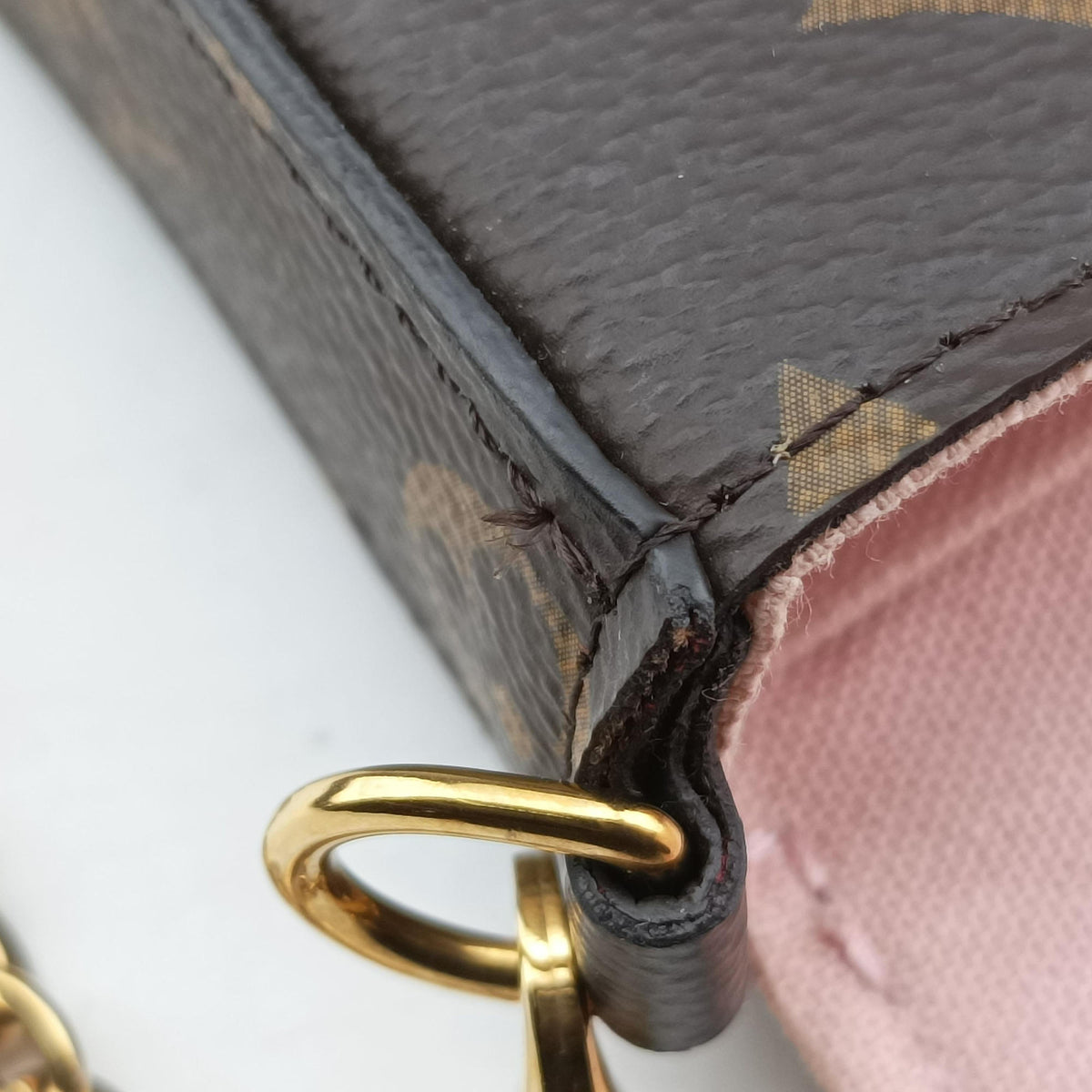 Pre-owned Louis Vuitton Pochette Felicie brown×pink Monogram Canvas M67248 shoulderbag | stylenewstar